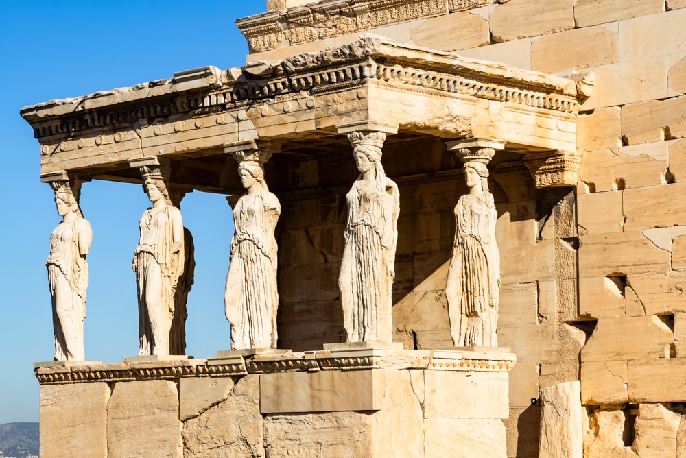The Caryatid columns of the Erechtheion on the Acropolis